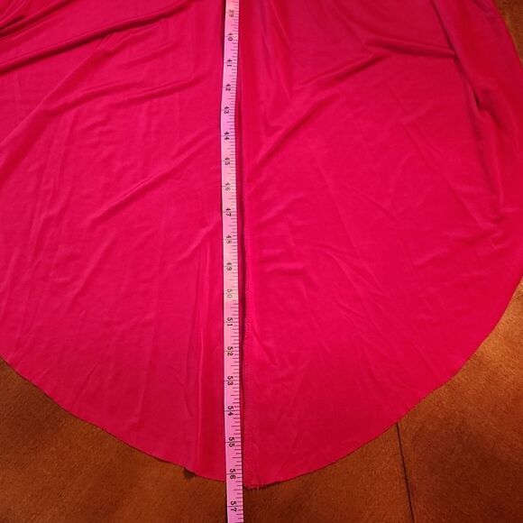 Misa Los Angeles Long Sleeve High Low Cocktail Holiday Formal Party Dress, Red - Picture 8 of 14